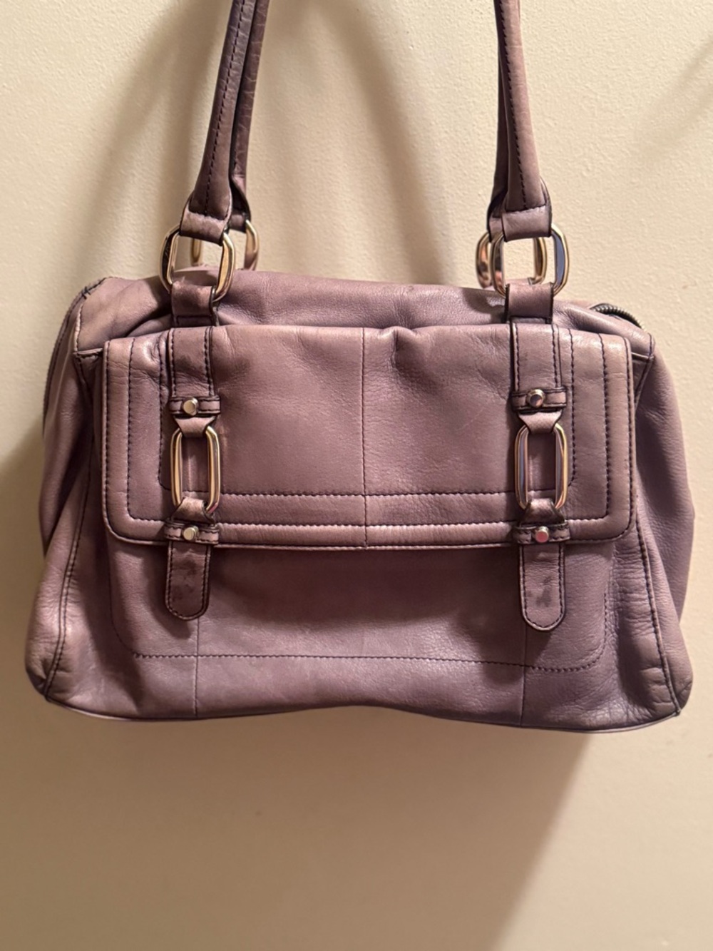 B. MAKOWSKY LEATHER TOTE CARRYALL SATCHEL BAG SHOPPER PURSE GREY GRAY